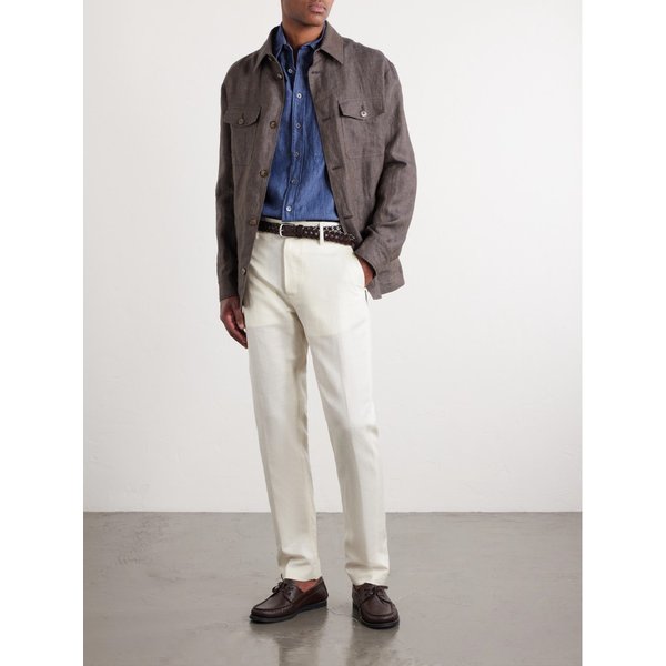 스트레이트 울 리넨 블렌드 트윌 수트 팬츠 46376663163006798