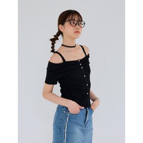 AR_Off-shoulder strap knit top