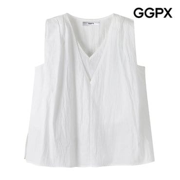 GGPX 더블 레이어드형 슬리브리스 블라우스 (GP5SH047F)