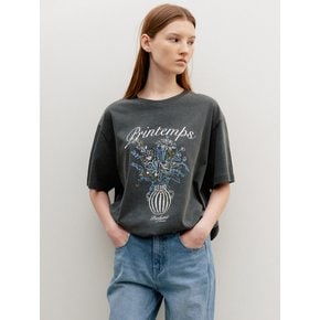 Printemps Vase Graphic T-Shirt Charcoal