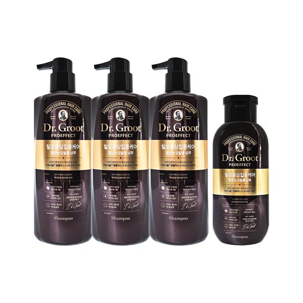 [홈쇼핑 최신상] 닥터그루트 탈모 집중 케어 샴푸 500ml 3개+190ml힘없는 모발용