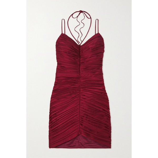 라사리오 Ruched Satin Mini Dress 버건디 1647597288300177