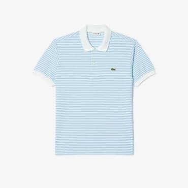 라코스테 (남성) 클래식 핏 스트라이프 반팔 폴로 티셔츠(PH9753-55G F6Z)스카이블루