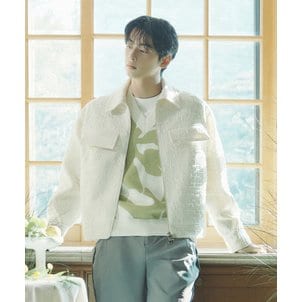 리버클래시 [25SS] LLS32505 아이보리 자카드 트위드 집업 자켓