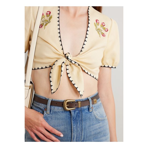 브이로고 텍스처 가죽 벨트 브라운 46376663162845105