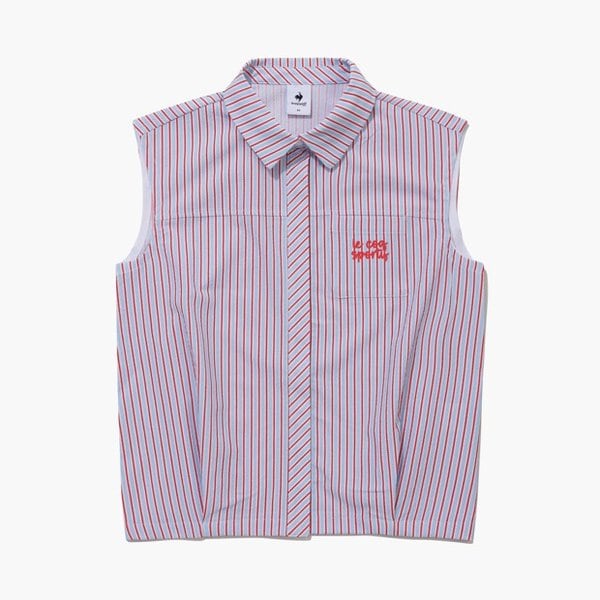 [여주점] 여성 서커 스트라이프 슬리브리스 셔츠 GQ222LSL61BBBL