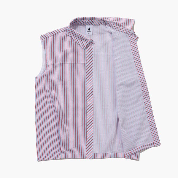 [여주점] 여성 서커 스트라이프 슬리브리스 셔츠 GQ222LSL61BBBL