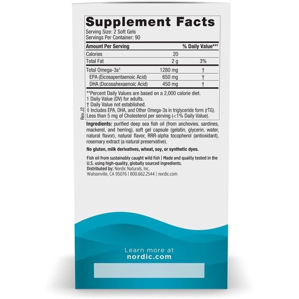 [해외 직구] 노르딕 내추럴스 얼티메이트 알티지(rTG) 오메가3 EPA DHA 피쉬오일 1280mg 120정