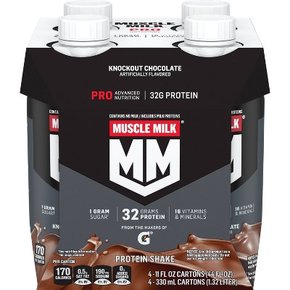 Muscle Milk Pro 시리즈 단백질 쉐이크 - 녹아웃 초콜릿 - 11 fl oz/4pk 프로틴