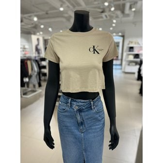 Calvin Klein Jeans [시흥점] 여성 모노그램 크롭 반팔 티셔츠 J223495-ACI