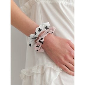 sheer ribbon dots scrunchie