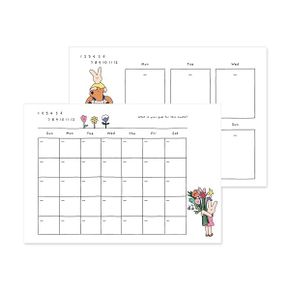 일본 불렛저널 몰스킨 다이어리 모노라이크 Happy Lucky A4 Monthly Weekly Planner Pad 플라워