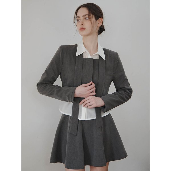 26SS 멜로우 타이 크롭 자켓, 그레이 (2color)