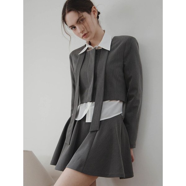 26SS 멜로우 타이 크롭 자켓, 그레이 (2color)