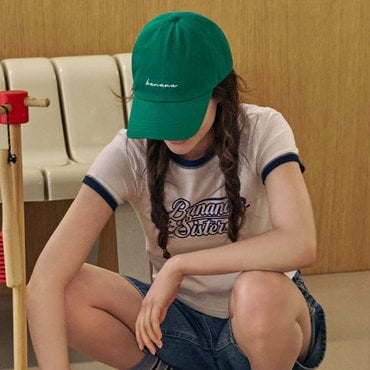 바나나시스터즈 바나나 로고 자수 비비드 볼캡 그린