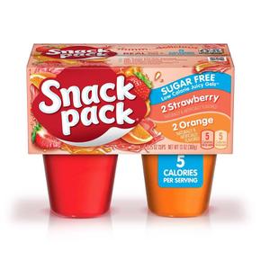 미국직구 Snack Pack 스낵 팩 슈가프리 딸기 앤 오렌지 젤리 컵 92g 4입 2팩
