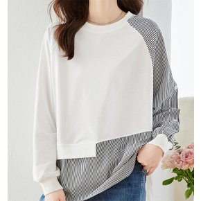 언밸런스투톤 버튼슬리브 블라우스 289084