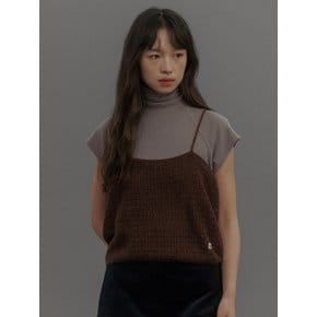 Spangled Bustier Knit Top (Brown)