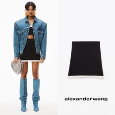 alexanderwang 알렉산더왕 셔닐 비스코스 로고 트림 블랙 미니 스커트