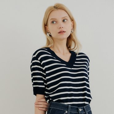 YUPPE V STRIPE KNIT_NAVY