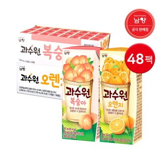 남양 과수원 190ml 복숭아 24팩 + 오렌지 24팩 / 과일주스