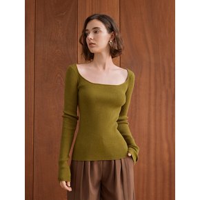 YY_Deep square neck knit top_2color