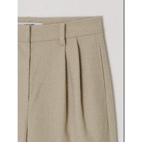 Textured wool pleated wide trouser (Beige)