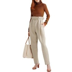 Paoli gathered linen tapered pants 화이트 17476499599089199