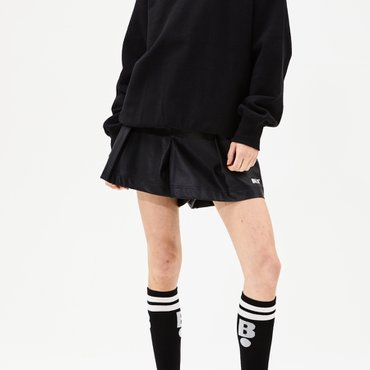 BLUDOT 페이크 레더 하프팬츠_BK