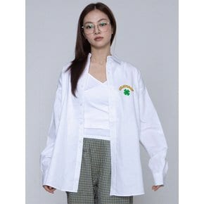 [UNISEX]클로버 GRAVEROF 아치 로고 베이직 셔츠_화이트