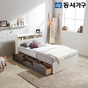 루젠화이트 슈퍼싱글 SS 수납헤드 깊은서랍 침대+독립 매트리스 DF638728