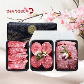 [냉장][名品횡성청정한우]횡성한우 명품 로스혼합선물세트4호(1,620g/로스250gx2, 불고기280gx2, 국거리280gx2)[아이스박스/전용백]