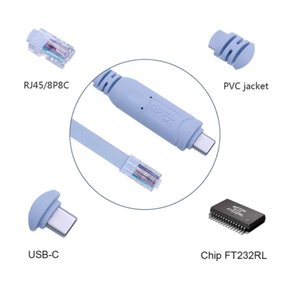 콘솔 케이블 USB-C to RJ45 FTDI chip 내장 1.8m HP Juniper Fortigate 호환