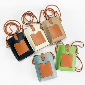플럼도트 소가죽 미니크로스백 핸드폰가방 15x17cm