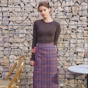 CHECK MIDI SKIRT-PURPLE