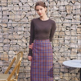 벰버 CHECK MIDI SKIRT-PURPLE