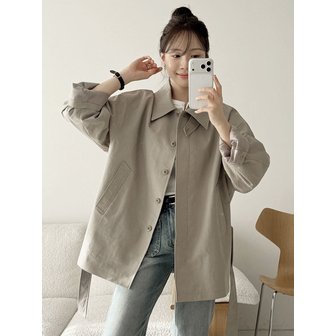 시야쥬 SIOT4184 벨티드 하프 트렌치 자켓_Greige