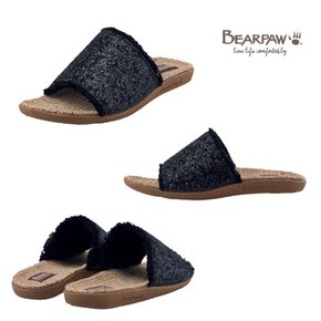 베어파우(BEARPAW) 여성 STRAW II 블랙 글리터 슬리퍼