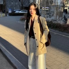 [정채연 착용][온앤온] 오픈 카라 레더 자켓 NEL5SJ211_9F