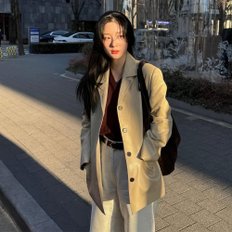 [정채연 착용][온앤온] 오픈 카라 레더 자켓 NEL5SJ211_9F