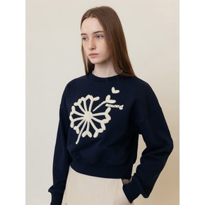 A BOUCLE FLOWER SEED SWEATSHIRT_NAVY