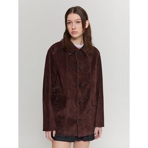 Single Suede French Coat (Deep Brown)