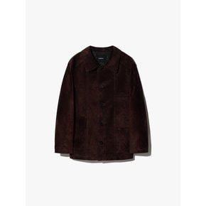 Single Suede French Coat (Deep Brown)