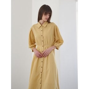 PINTUCK SHIRRING SHIRTS DRESS_YELLOW