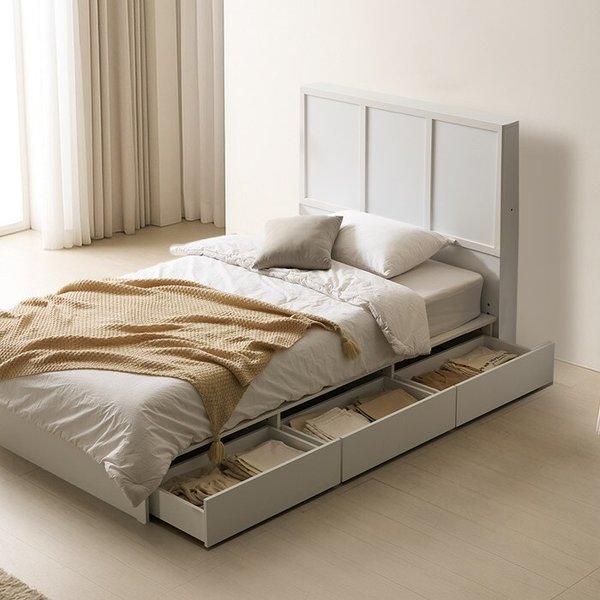 [보루네오]호텔라인 넉넉한 수납 침대 SS (매트별도) KC834