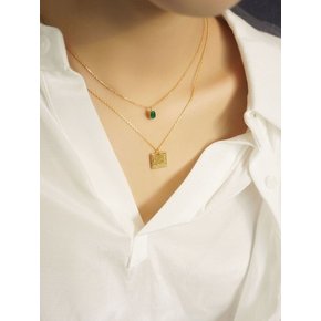 square+green cubic set necklace