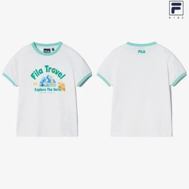 휠라키즈 [20%할인]●25 휠라키즈 Travel club 링거 반팔티셔츠  (FK2RSH2403X_WHI)
