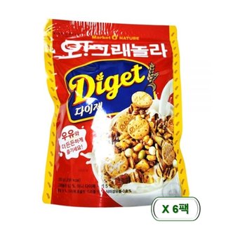  오리온 마켓오 오그래놀라 시리얼 다이제 250g x 6개 / 시리얼 간편식 간식 아침식사