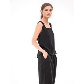 Square neck Sleeveless Top _Black