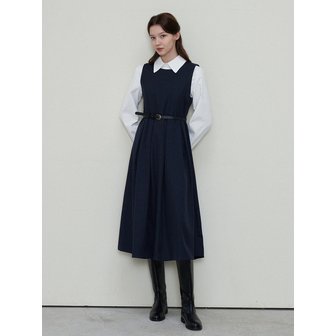 르스튜디오 COLLAR BLOUSE + BELTED DRESS SET_NAVY